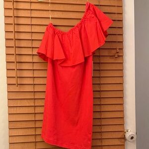 Elegant Pink-Red Off-Shoulder Dress